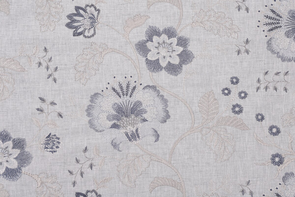Swavelle/Mill Creek Social Graces Embroidered Drapery Fabric in Pond 