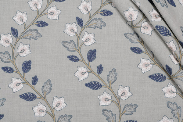 Swavelle/Mill Creek Fresh Meadow Embroidered Drapery Fabric in Azure 