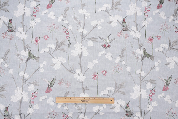Sample of Swavelle/Mill Creek Hummingbird Garden Embroidered Drapery Fabric in Spring 