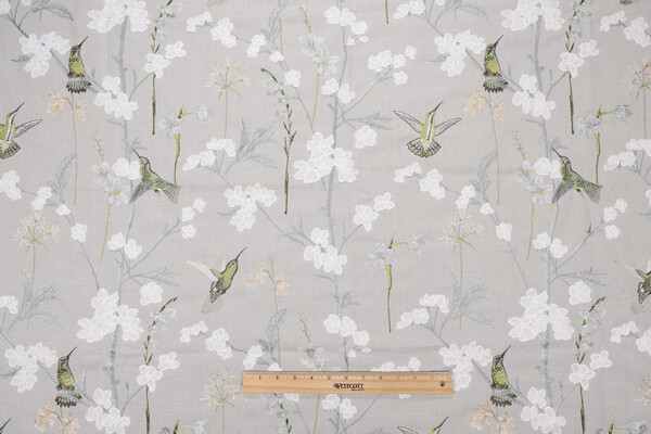 Sample of Swavelle/Mill Creek Hummingbird Garden Embroidered Drapery Fabric in Jade 