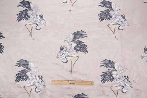 TFA Whirly Bird Embroidered Damask Decorator Fabric in Prussian 