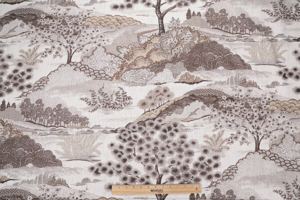 Swavelle/Mill Creek Yuhua-Marvy Printed Cotton Drapery Fabric in Greystone 