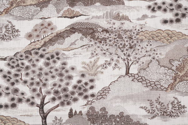 Swavelle/Mill Creek Yuhua-Marvy Printed Cotton Drapery Fabric in Greystone 