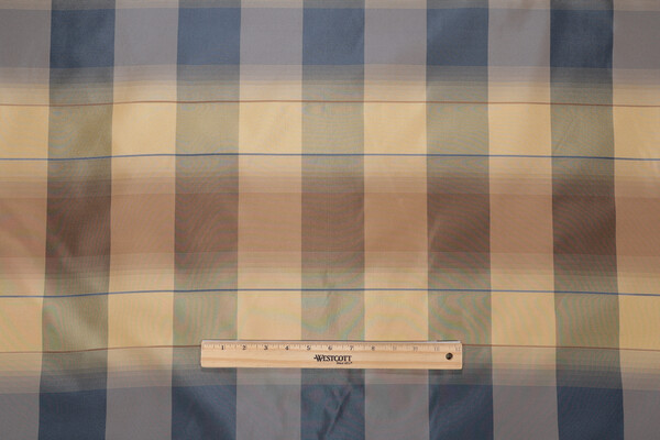 Scalamandre Tre Plaid Silk Decorator Fabric in Navy/Taupe