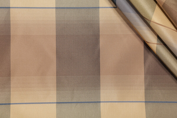Scalamandre Tre Plaid Silk Decorator Fabric in Navy/Taupe