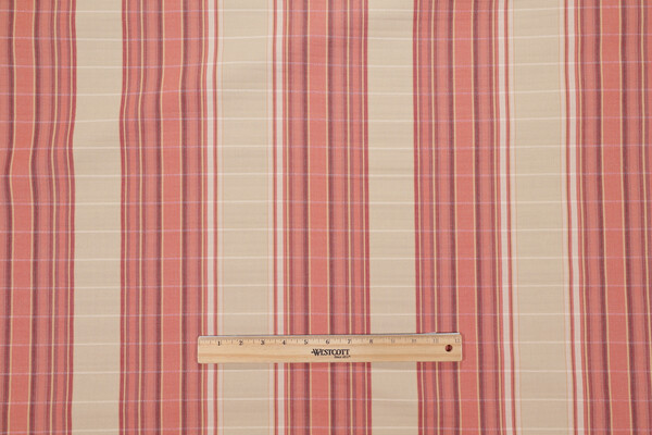 Grey Watkins Cordina Stripe Woven Upholstery Fabric in Coral
