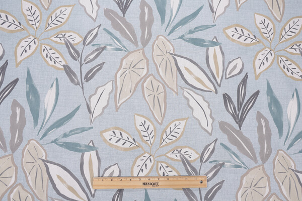 Magnolia Home Leaves Printed Cotton Drapery Fabric in Lake