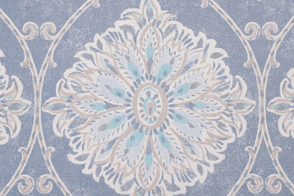 Magnolia Home Leverett Printed Cotton Drapery Fabric in Denim