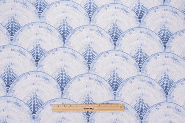 Covington Coquillage Printed Cotton Drapery Fabric in 50-Bluebell