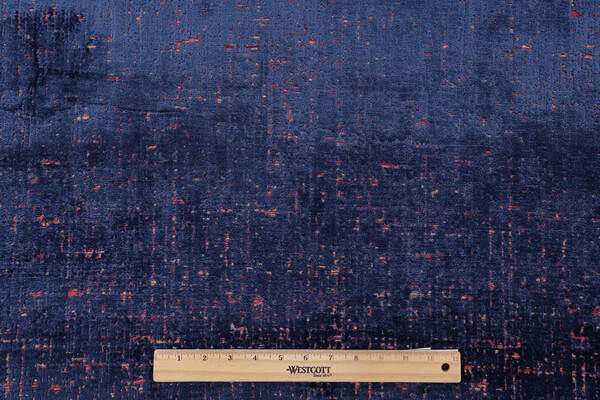 Sample of P Kaufmann City Lights Woven Chenille Velvet Upholstery Fabric in Sapphire 