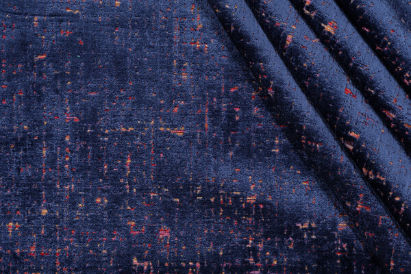 Sample of P Kaufmann City Lights Woven Chenille Velvet Upholstery Fabric in Sapphire 