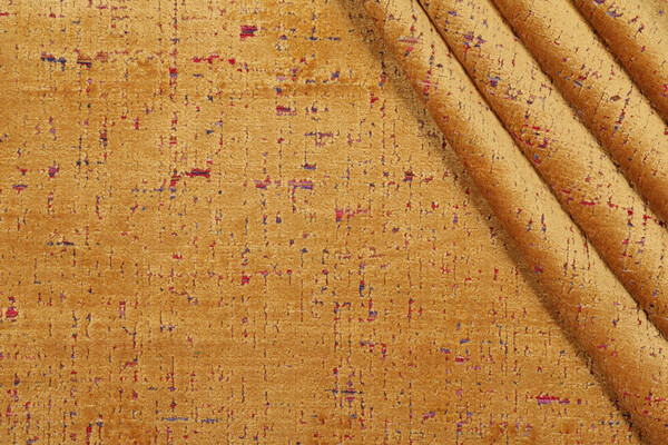 P Kaufmann City Lights Woven Chenille Velvet Upholstery Fabric in Amber 