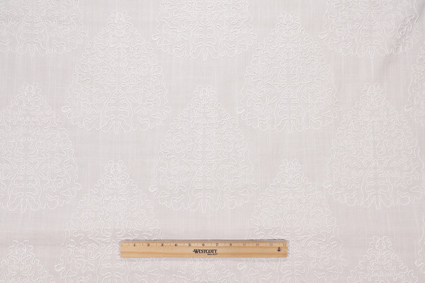Squiggle Embroidered Drapery Fabric in Natural