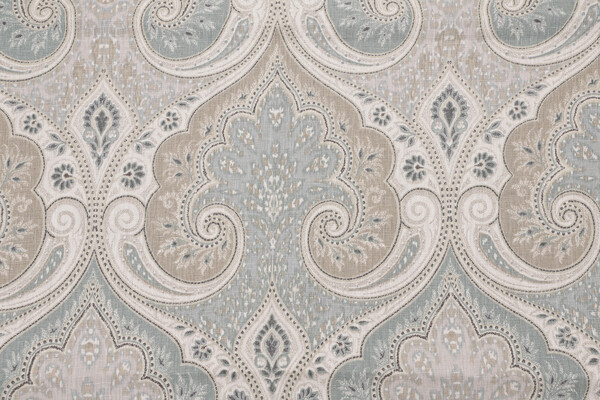 1 Yard Portfolio Textiles Latika Printed Linen Drapery Fabric in Seafoam for Kravet CLOSEOUT