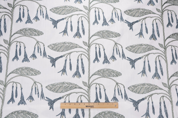 Justine Embroidered Drapery Fabric in Orion