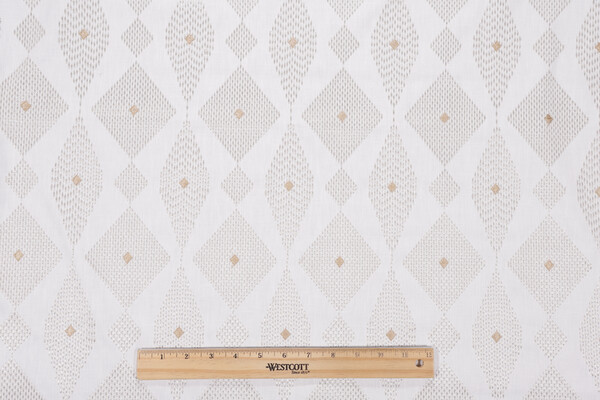 Rashi Embroidered Drapery Fabric in Flax