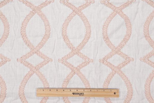Deanna Embroidered Linen Decorator Fabric in Blush
