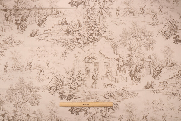 Stof Fabrics Festin Printed Cotton Drapery Fabric in Beige