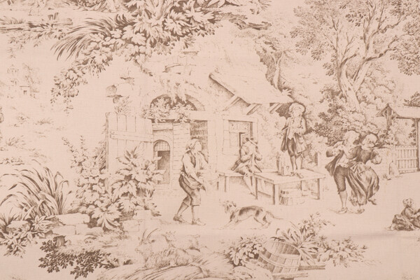 Stof Fabrics Festin Printed Cotton Drapery Fabric in Beige