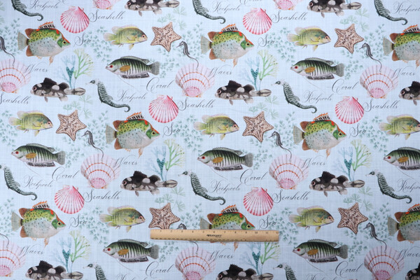 Stof France Coquillage Printed Cotton Drapery Fabric in Multicolore