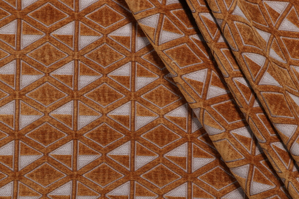 P Kaufmann Rhombus Woven Chenille Upholstery Fabric in Amber