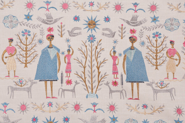 Hilary Farr Come Together Embroidered Drapery Fabric in 507-Aquarius for Covington