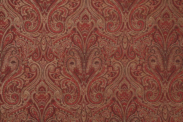 Sample of Briggs Paisley Woven Chenille Upholstery Fabric in Brick 