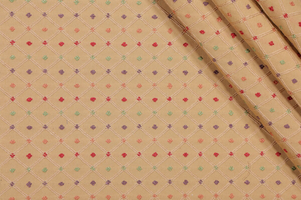 Sample of Perkins Dot Woven Decorator Fabric in Gold/Multi 