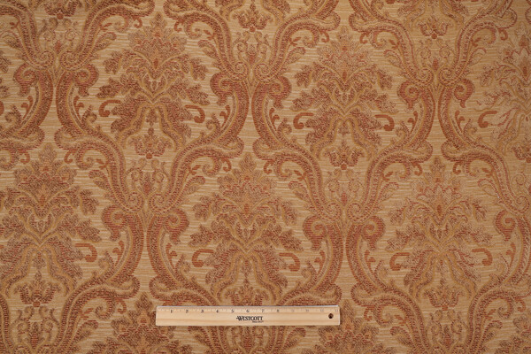 Ellison Chenille Damask Upholstery Fabric in Gold 