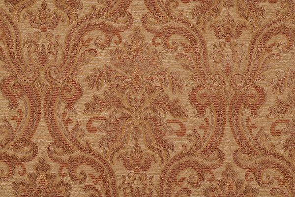 Ellison Chenille Damask Upholstery Fabric in Gold 