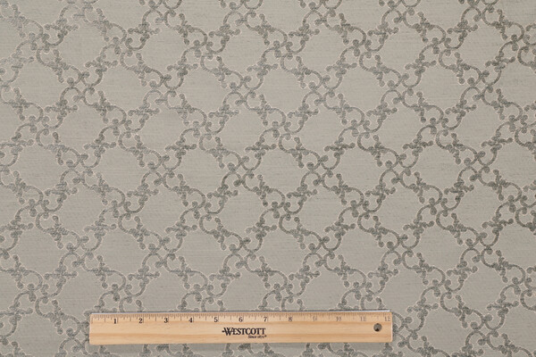 Scroll Trellis Woven Chenille Upholstery Fabric in Seafoam 