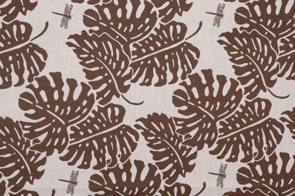 Elephant Leaf Woven Upholstery Fabric in Brown 