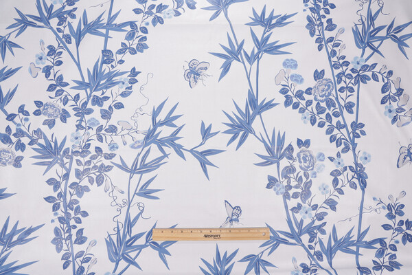 Click for 4.5 Yards Scalamandre Jardin De Chine Printed Cotton Drapery Fabric in Porcelain Scalamandre Jardin De Chine Printed Cotton Drapery Fabric in Porcelain