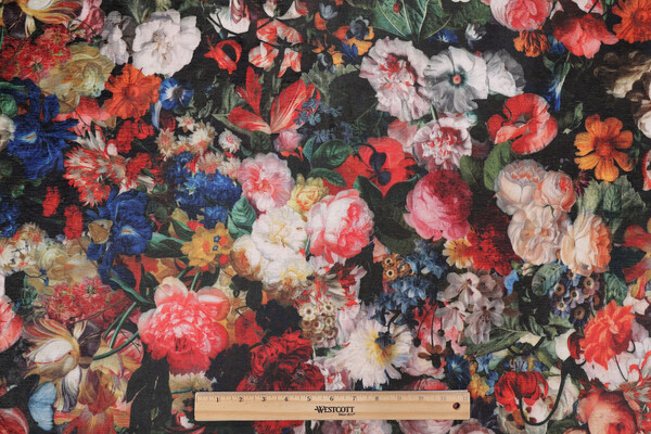 Warwick Fabrics Flowerbom Velluto Printed Velvet Decorator Fabric in Rouge