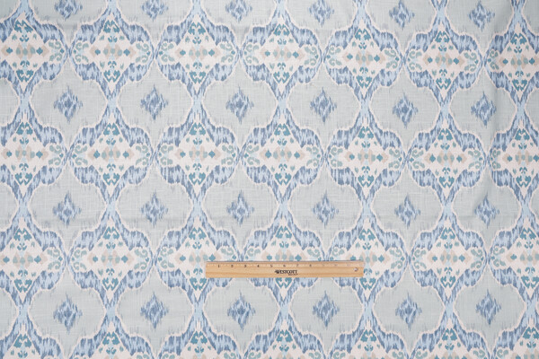 Isabelle De Borchgrave Rivulet Printed Drapery Fabric in Glacier for Fabricut