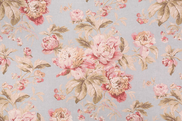 Waverly Fleuretta Printed Cotton Drapery Fabric in Mist