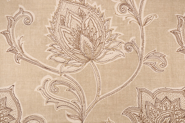 Thibaut Orissa F97915 Printed Linen Blend Drapery Fabric in Beige