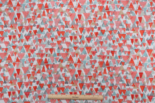 PK Lifestyles Reef Point Printed Polyester Outdoor Fabric in Coral