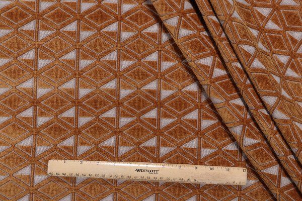 P Kaufmann Rhombus Woven Chenille Upholstery Fabric in Amber