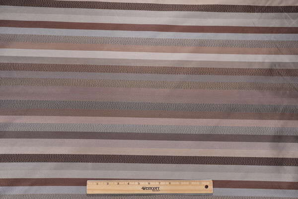Signature Stripe Silk Decorator Fabric in Silver Mocha