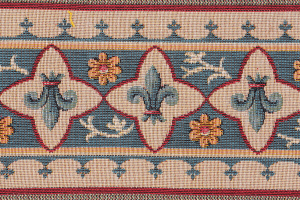 Scalamandre Fleur De Lys Border 6&#39;&#39; Tapestry Border Fabric in Blue