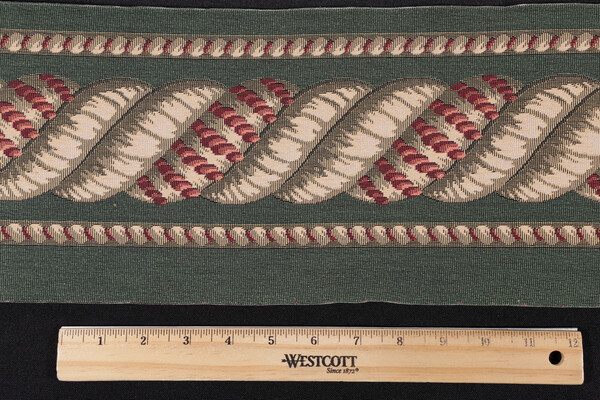 Click for 1.75 Yards Scalamandre Helix Border 6'' Tapestry Border Fabric in Green Scalamandre Helix Border 6'' Tapestry Border Fabric in Green