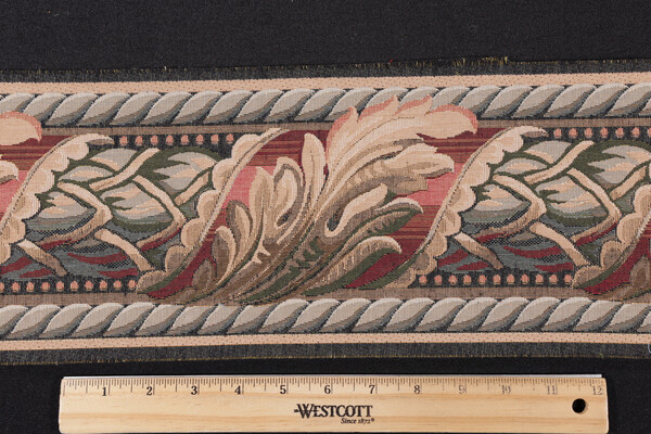 Scalamandre Reubens 6'' Border Tapestry Border Fabric in Beige/Rust/Olive