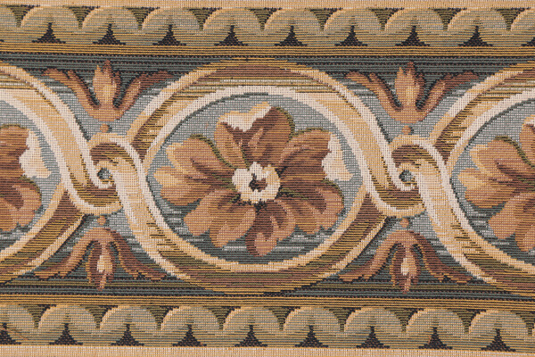 Scalamandre Villaro 6'' Tapestry Border Fabric in Brown and Gray