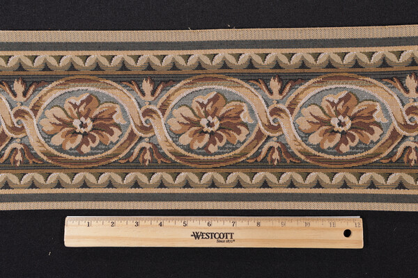 Scalamandre Villaro II 6&#39;&#39; Tapestry Border Fabric in Brown & Gray
