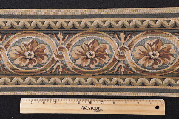 Scalamandre Villaro II 6&#39;&#39; Tapestry Border Fabric in Brown & Gray