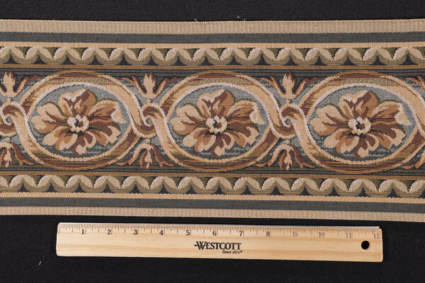 1 Yard Scalamandre Villaro II 6&#39;&#39; Tapestry Border Fabric in Brown & Gray