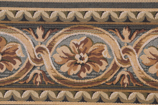 1 Yard Scalamandre Villaro II 6&#39;&#39; Tapestry Border Fabric in Brown & Gray