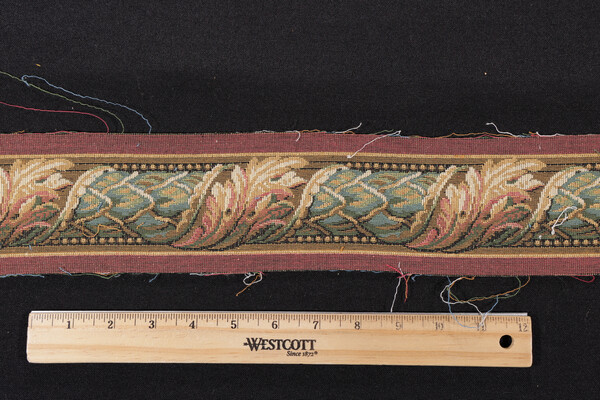 Scalamandre Border Nine 3&#39;&#39; Tapestry Border Fabric in Rose/Mustard & Green
