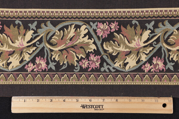 Scalamandre Leaves 6&#39;&#39; Border Tapestry Border Fabric in Black/Gold